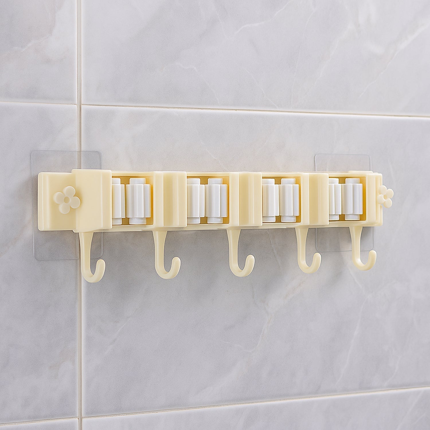 Self-Adhesive Wall-Mount Broom & Mop Holder Rack
