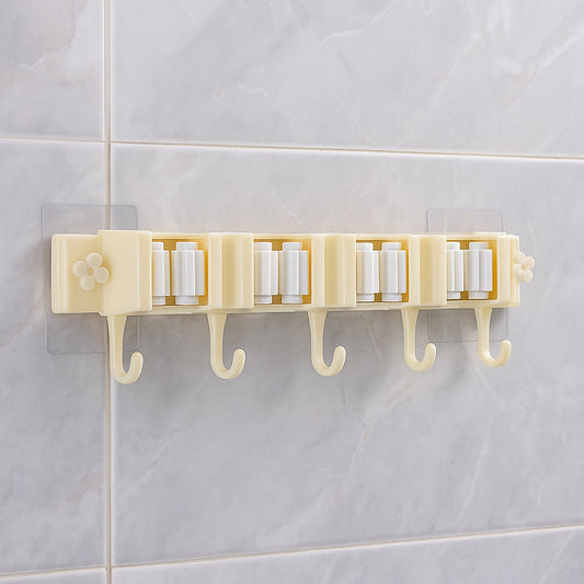 Self-Adhesive Wall-Mount Broom & Mop Holder Rack