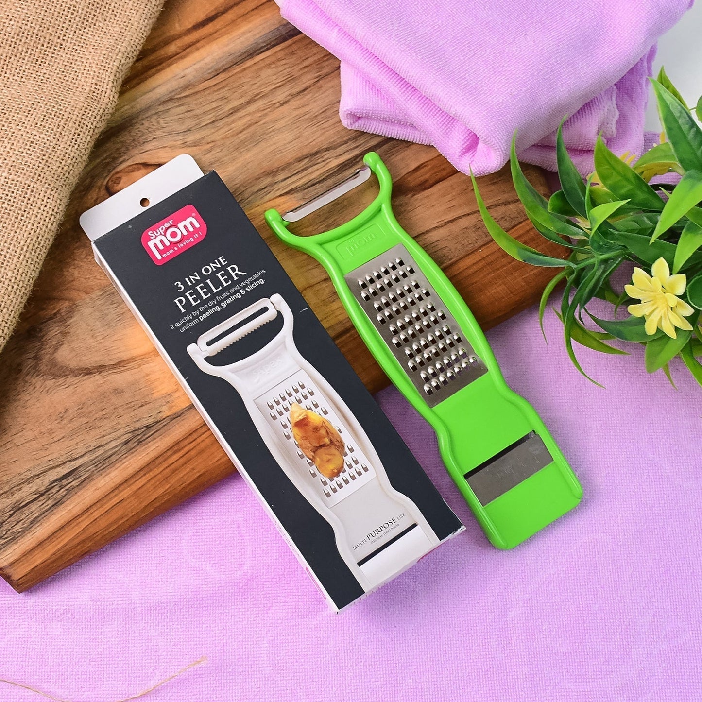 Supermom 3-in-1 Multi-Functional Stainless Steel Vegetable & Fruit Peeler (1 Pc)