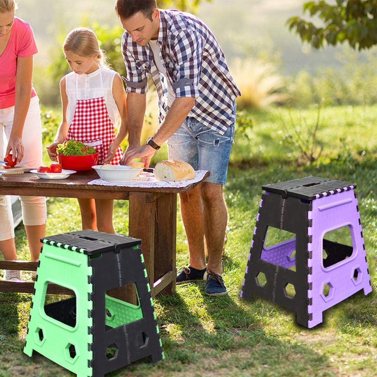 1pc 18inch Folding Stool Adults and Kids, Also For Kitchen Stepping With (Brown Box)