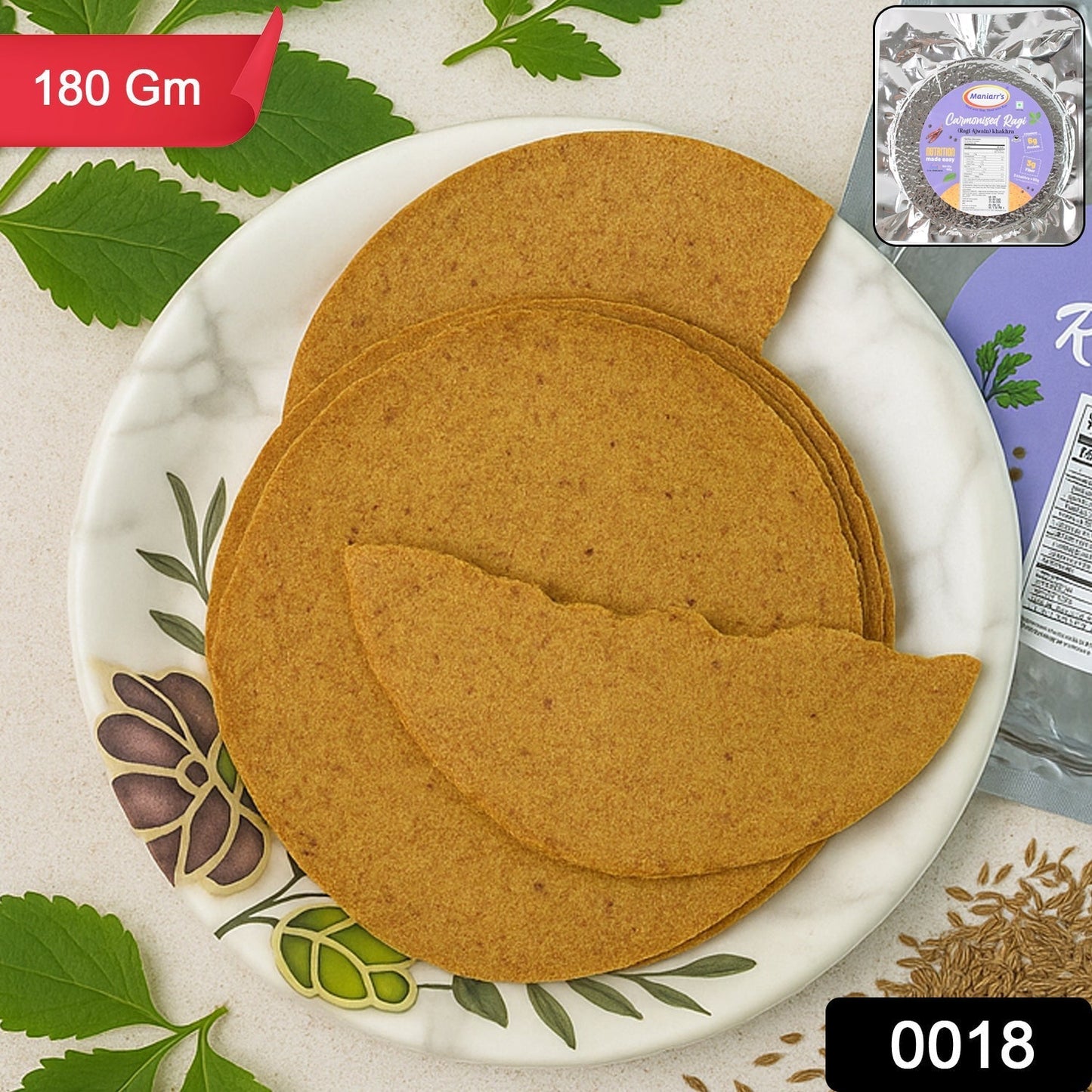 Maniarr's Carmonised Ragi Khakhra Wheat Chips (180Gm)