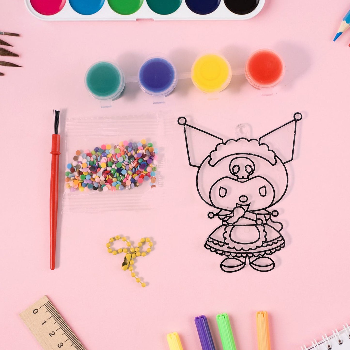 Kids Paint Coloring & Craft Activity Set with Beads (Mix Design, 1 Set)