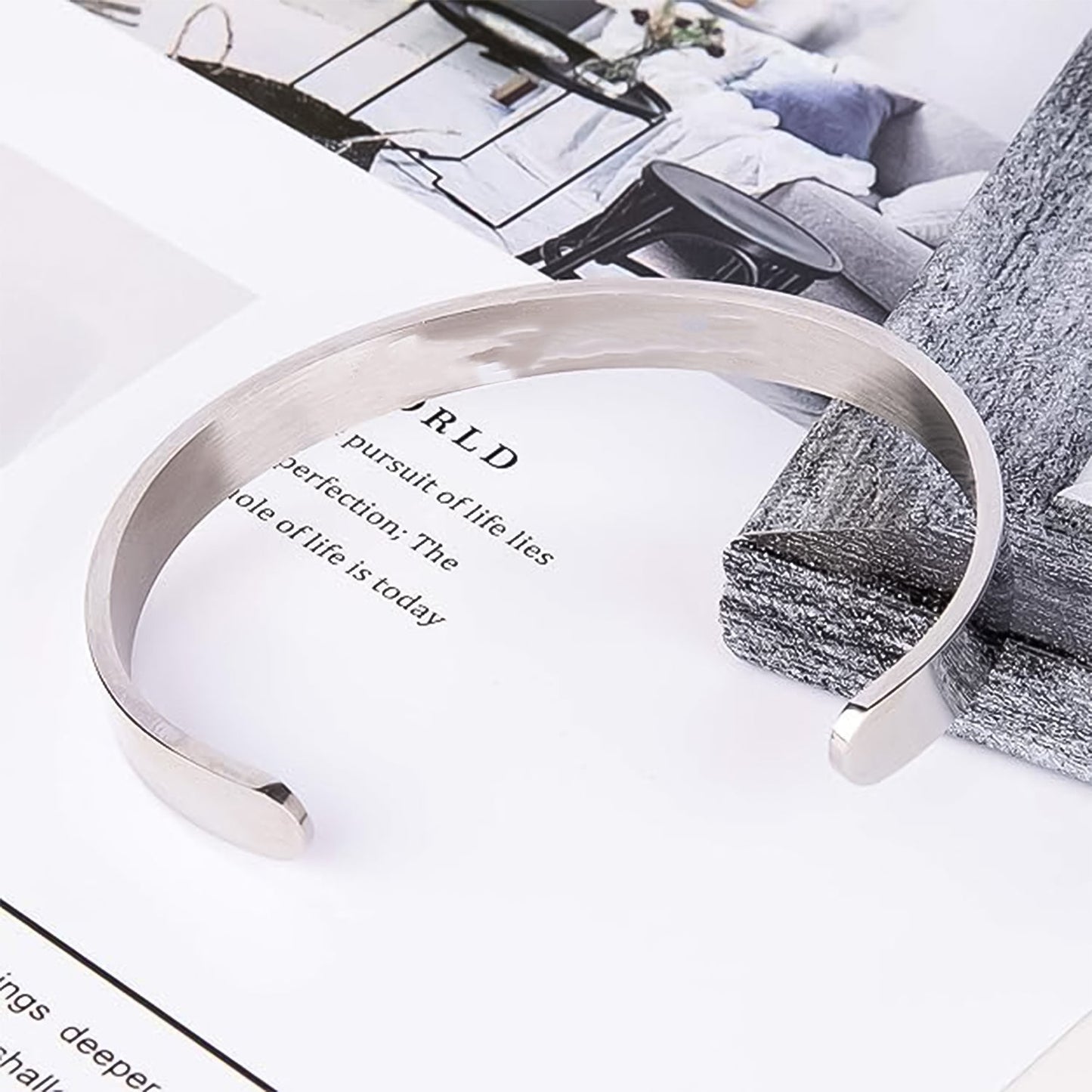 Minimalist Polished Open-Ended Silver-Tone Stainless Steel Kada (1 Pc)