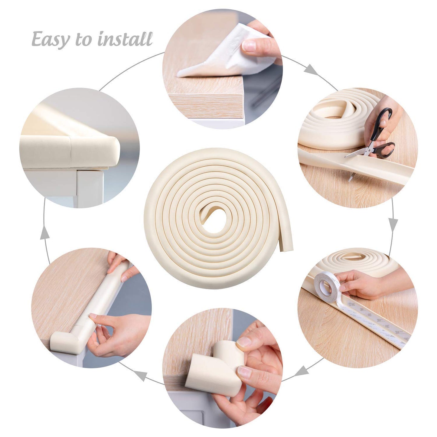 Corner Edge Protector – Soft Rubber Safety Bumper Guard for Baby Proofing Furniture, Table, & Bed (2 Mtr)