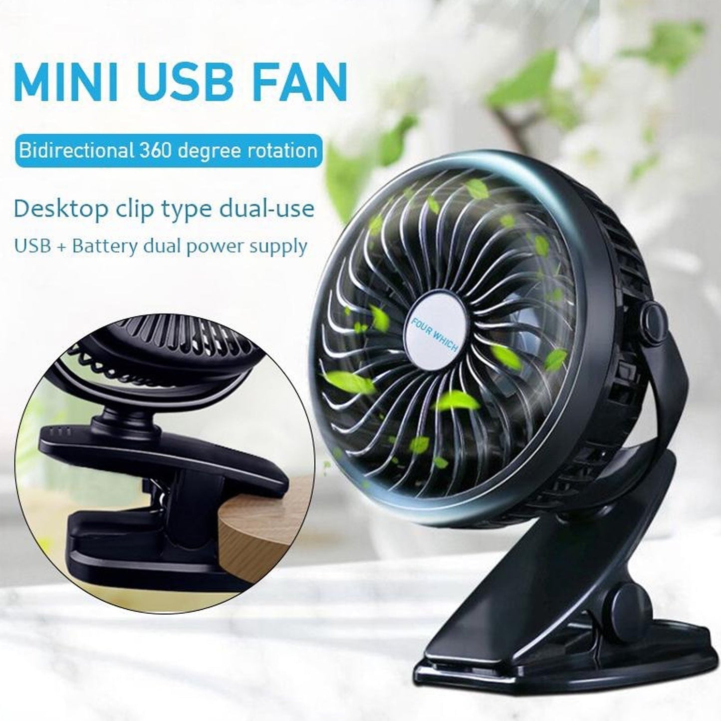 Mini USB Clip Fan widely used in summers for cool down rooms and body purposes.(Battery Not Include)