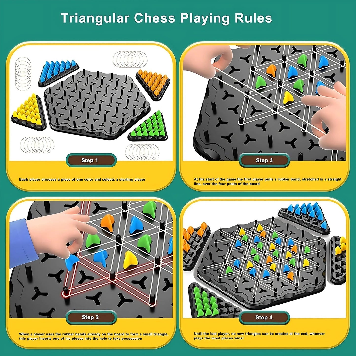 Strategic Triangle Color Matching Puzzle Board Game for Kids & Family