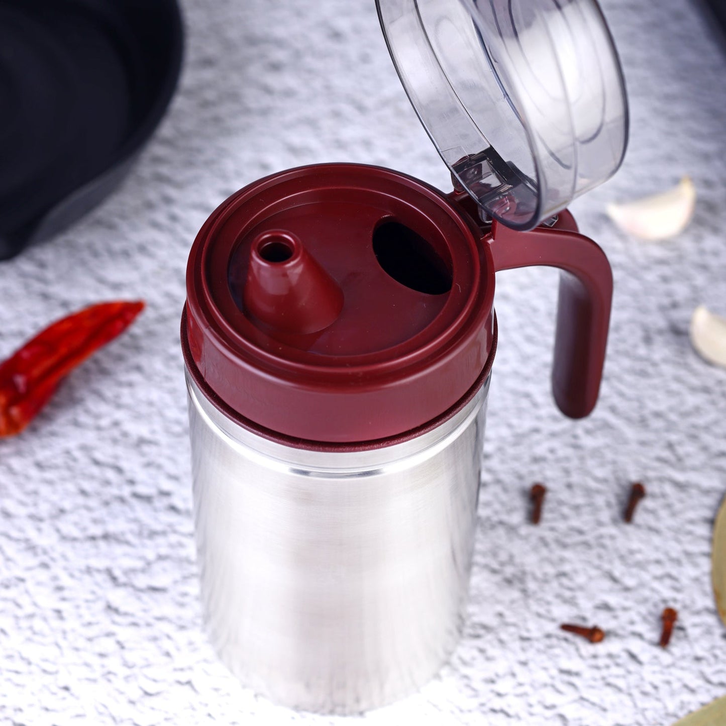 Oil Dispenser Stainless Steel with small nozzle 500ML Oil Container.