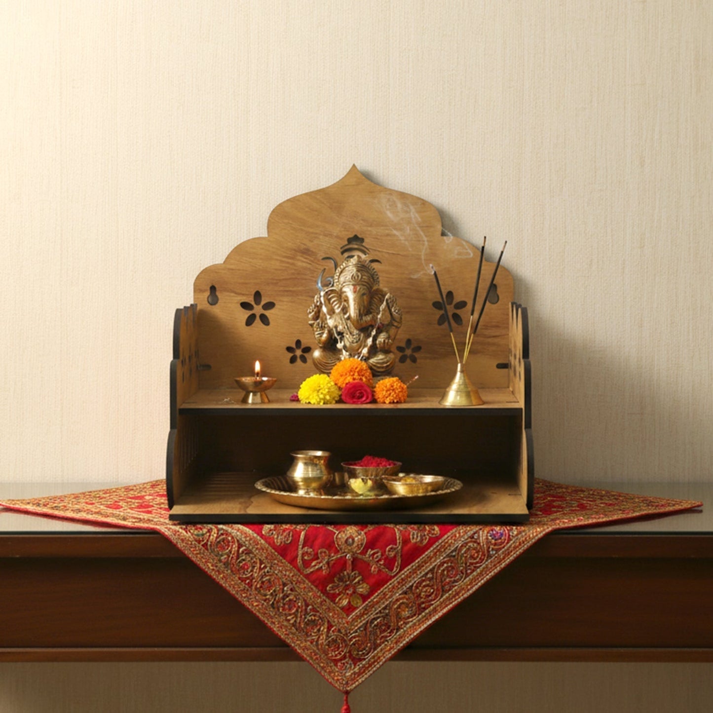 Wooden Temple Style Home Mandir stand for Pooja