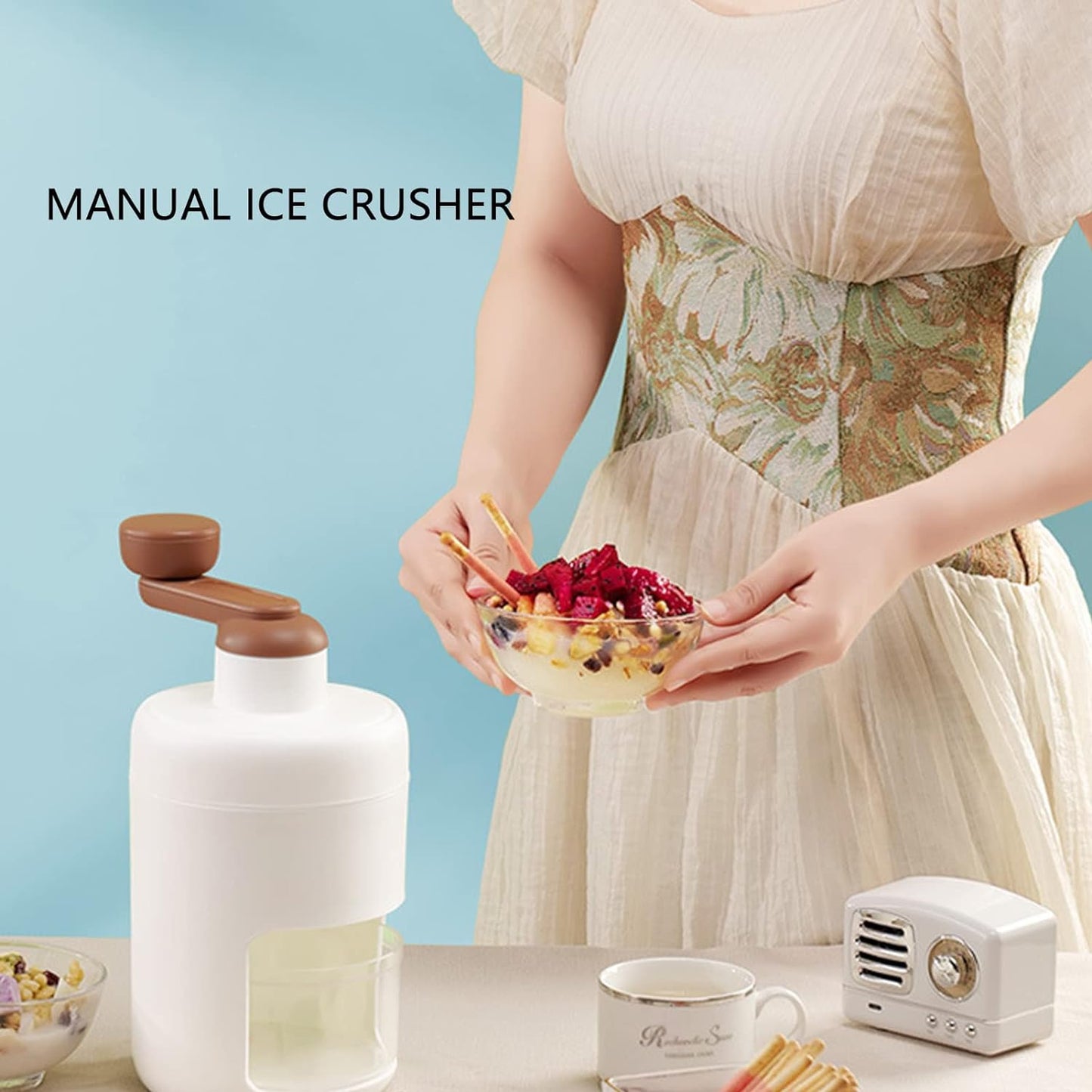 Portable Gola Maker and Ice Crusher | Manual Shaved Ice & Smoothie Machine