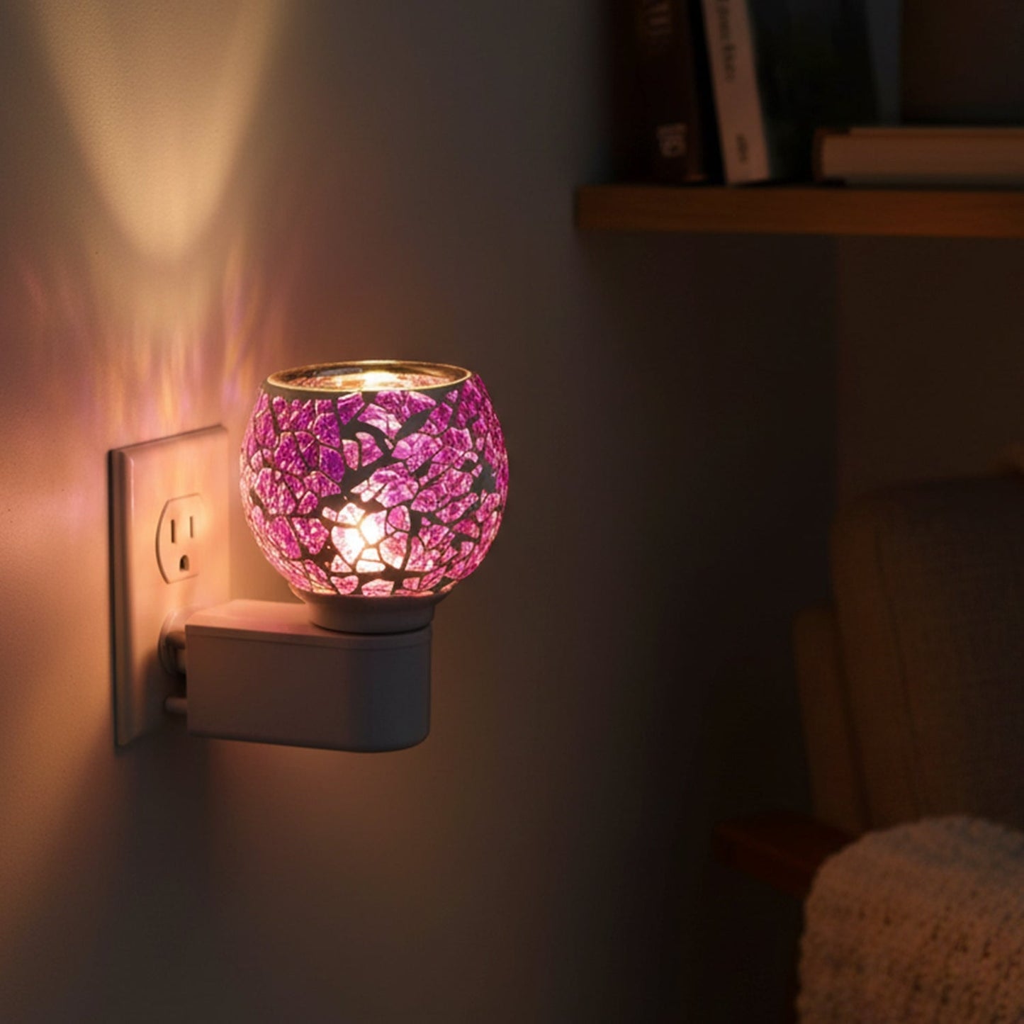 Premium Plug-In Mosaic Glass Aroma Diffuser & Night Lamp (1 Pc)