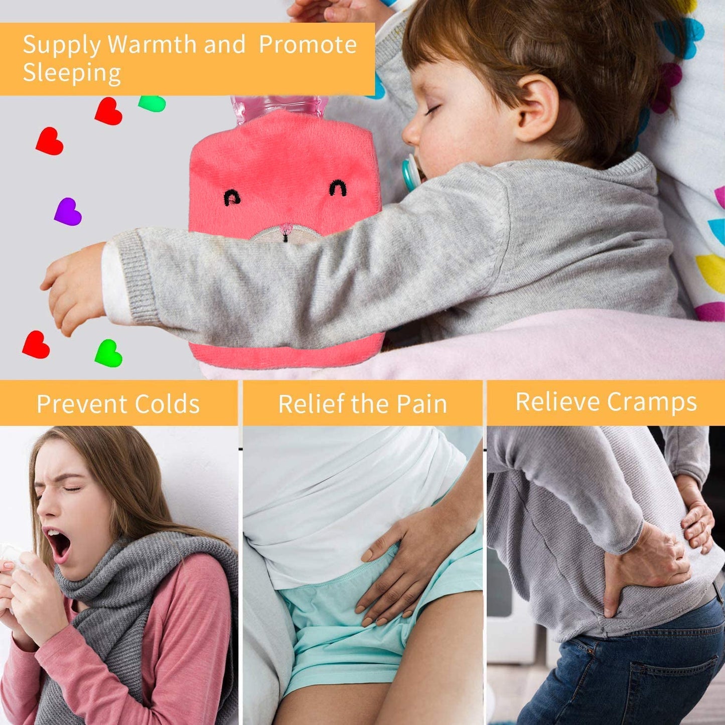 Pink Hot Water Bag with Cover – Relief for Neck, Shoulders & Cramps