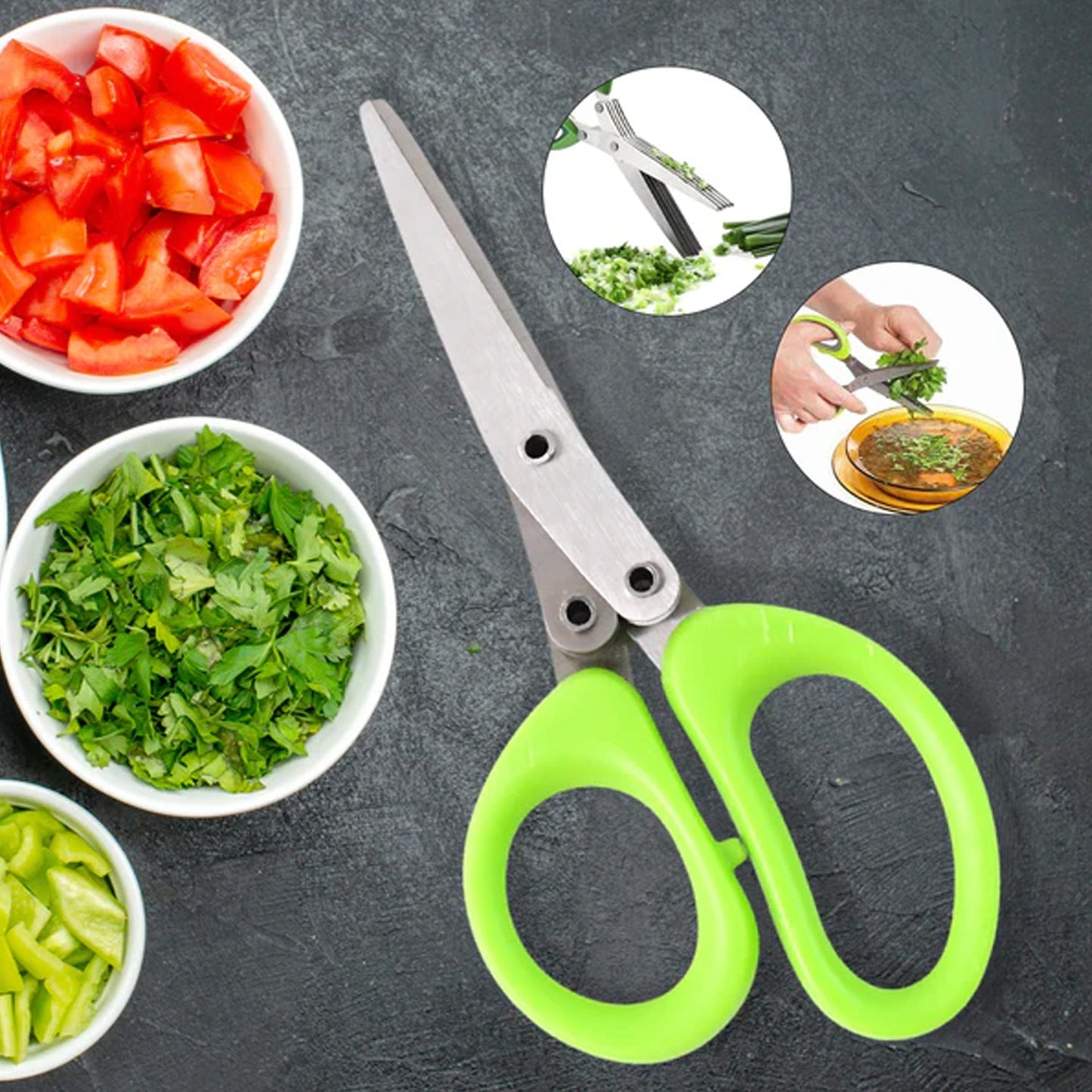 Premium 3-Blade Multipurpose Kitchen Scissors with Cleaning Comb