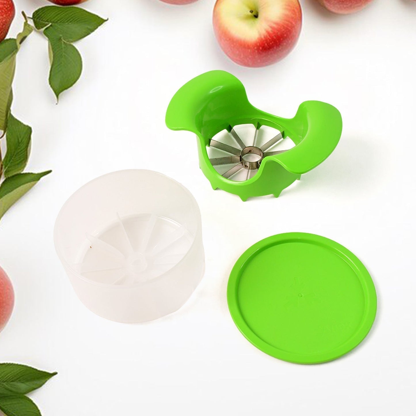 Apex Apple Cutter with Container â€“ Unbreakable ABS Body & Stainless Steel Blades