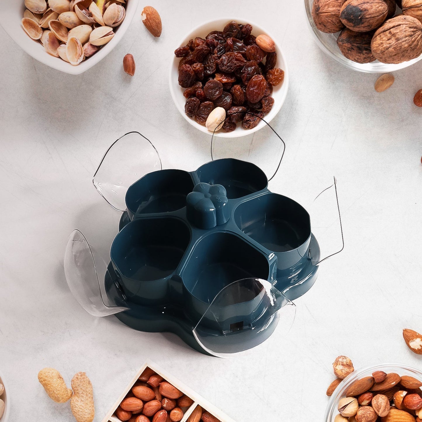 Supermom Lotus Shape Rotating Dry Fruit & Snack Organizer Box with Compartments (1 Pc)