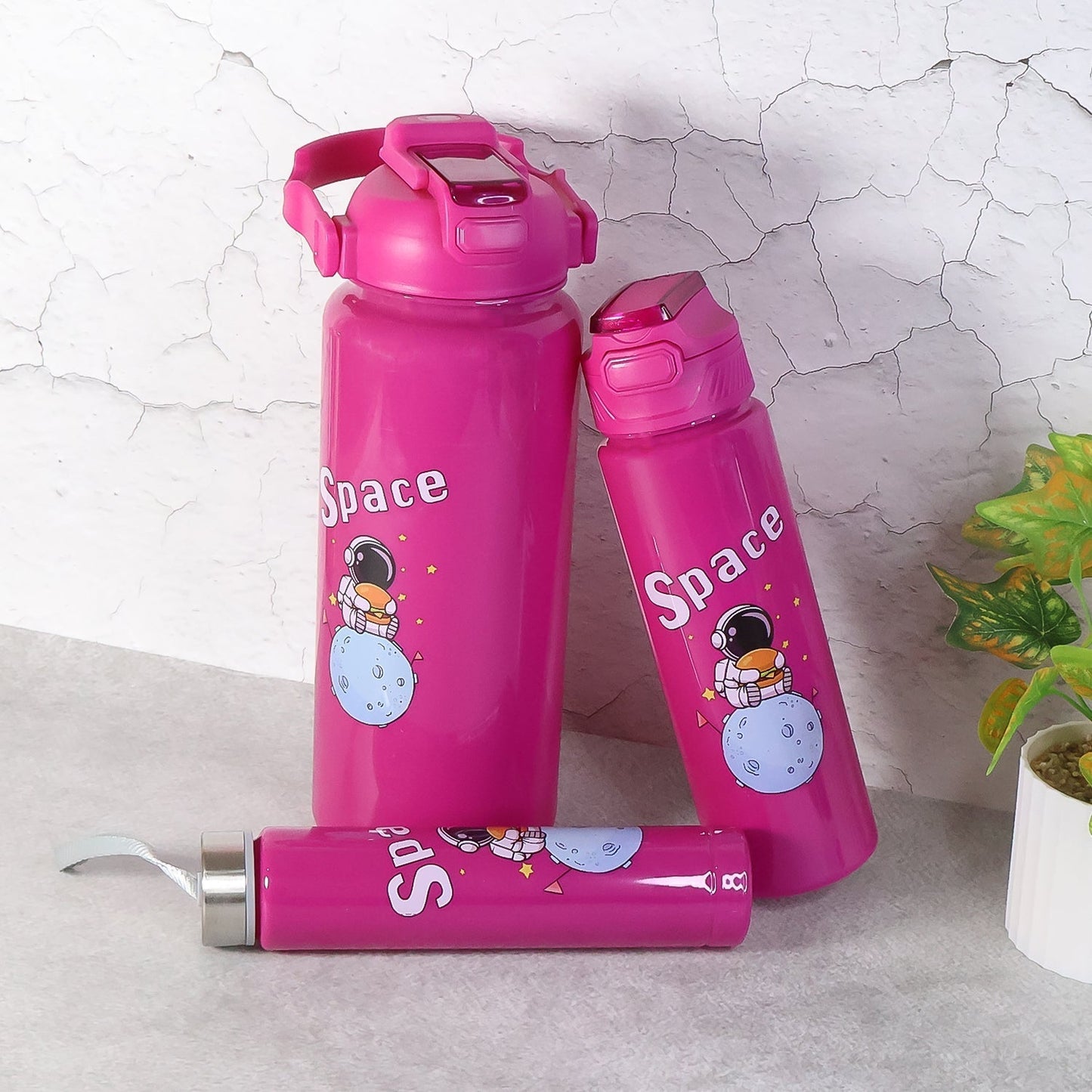 Space Theme Printed Water Bottles â€“ 2000ML, 900ML & 300ML Approx- (Set)