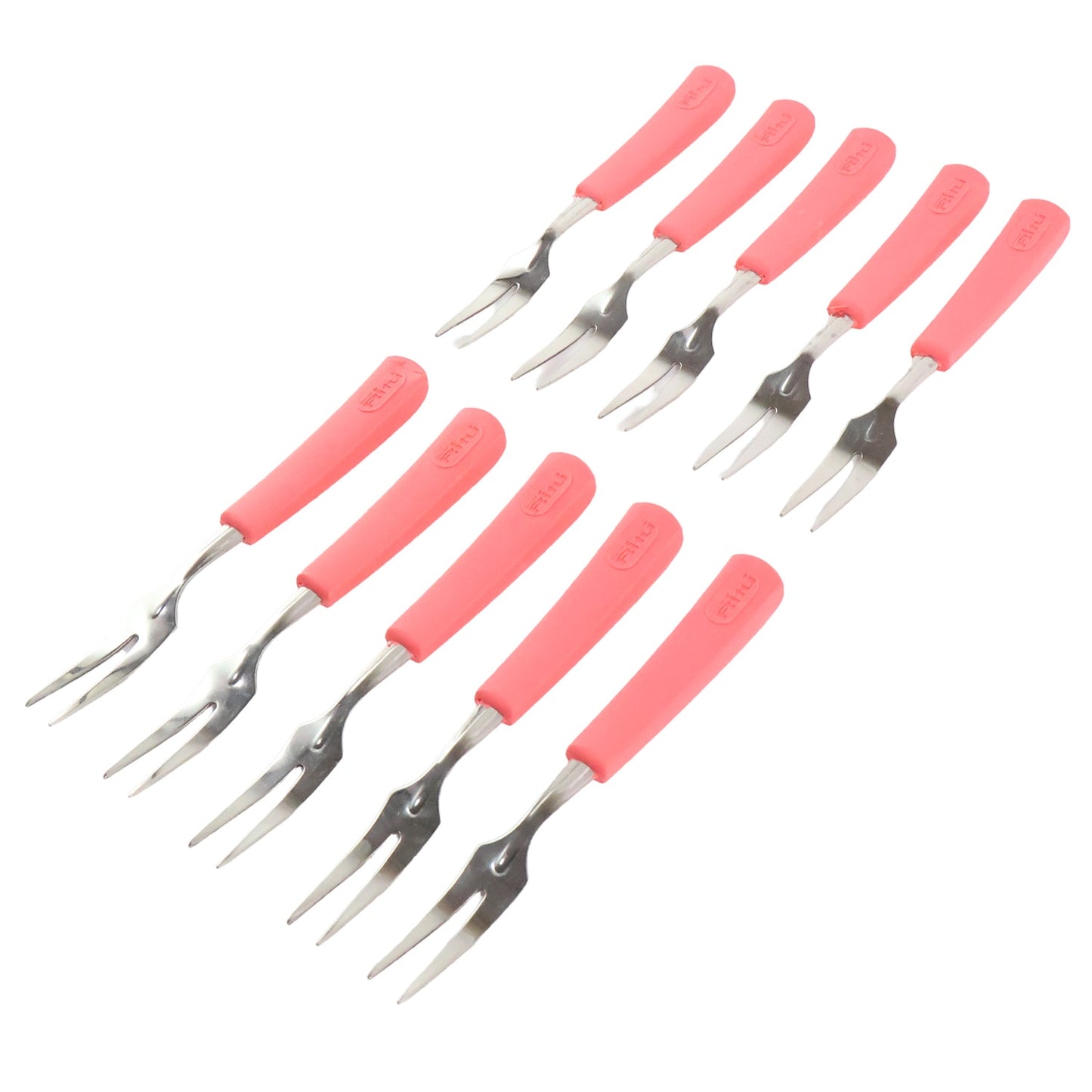 Premium Stainless Steel Fruit Fork Set â€“ 10 Pieces with Soft Non-Slip Handle