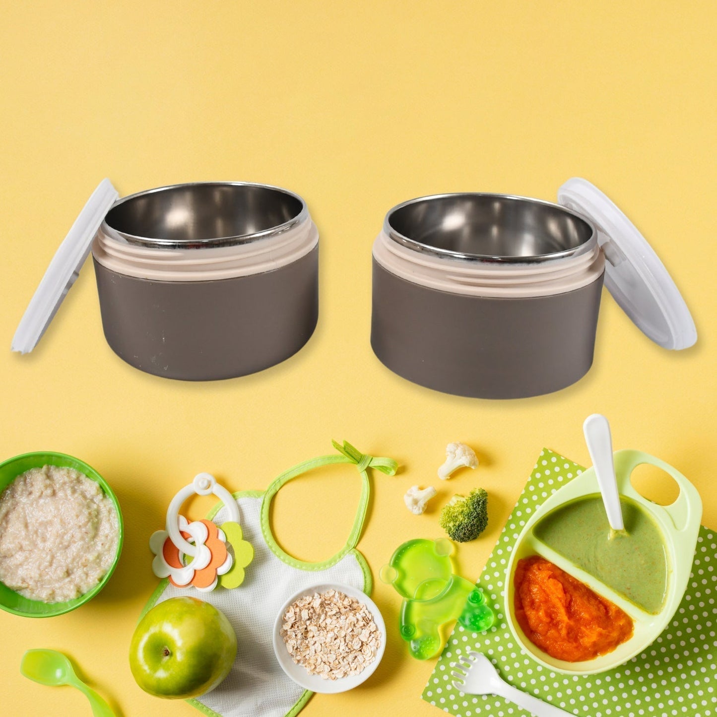 Ganesh Smart Stack 2-Layer Stainless Steel Leak-Proof Lunch Box for Office, School, Picnic