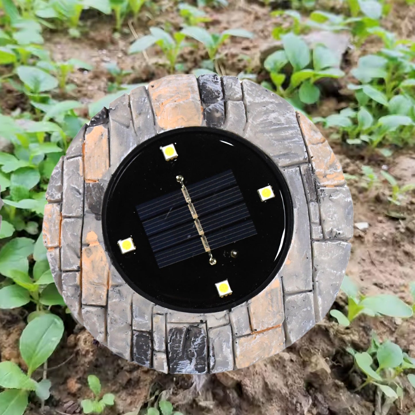 Disk Lights Slate – Heavy Duty Outdoor Solar Pathway Lights – 4 LED (2 Pc)