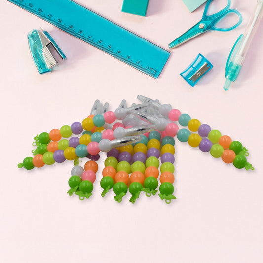 Stylish Pearls Pen Set – Fancy Multicolor Non-Sharpening Moti Gel Pens for Kids (12 Pc Set)
