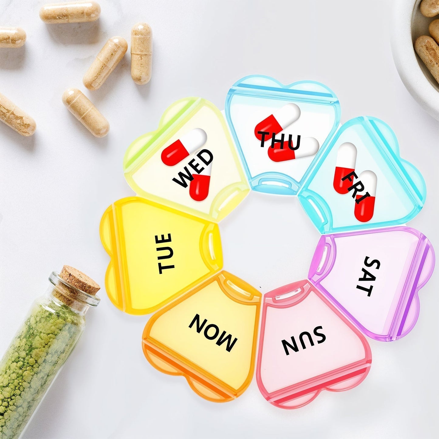 7-Day Round Weekly Pill Organizer Box (1 Pc)