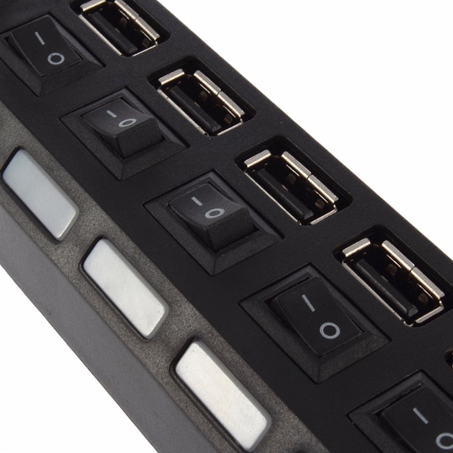 USB Splitter Multi Port USB 2.0 Hub, 7 Port with Independent On/Off Switch and LED Indicators USB A Port Data Hub, Suitable for PC Computer Keyboard Laptop Mobile HDD, Flash Drive  Etc