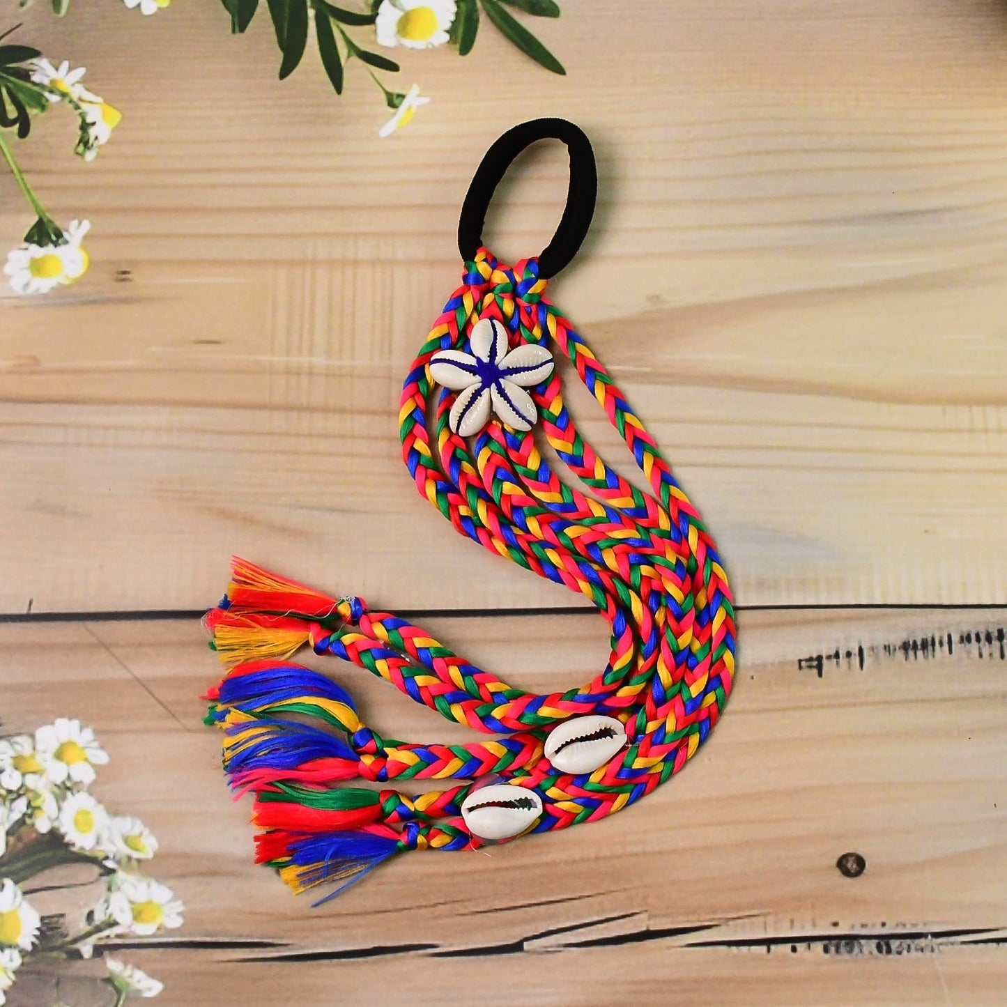Traditional Multicolor Braided Hair Accessory Stylish Kodi String Bow (1 Pc)