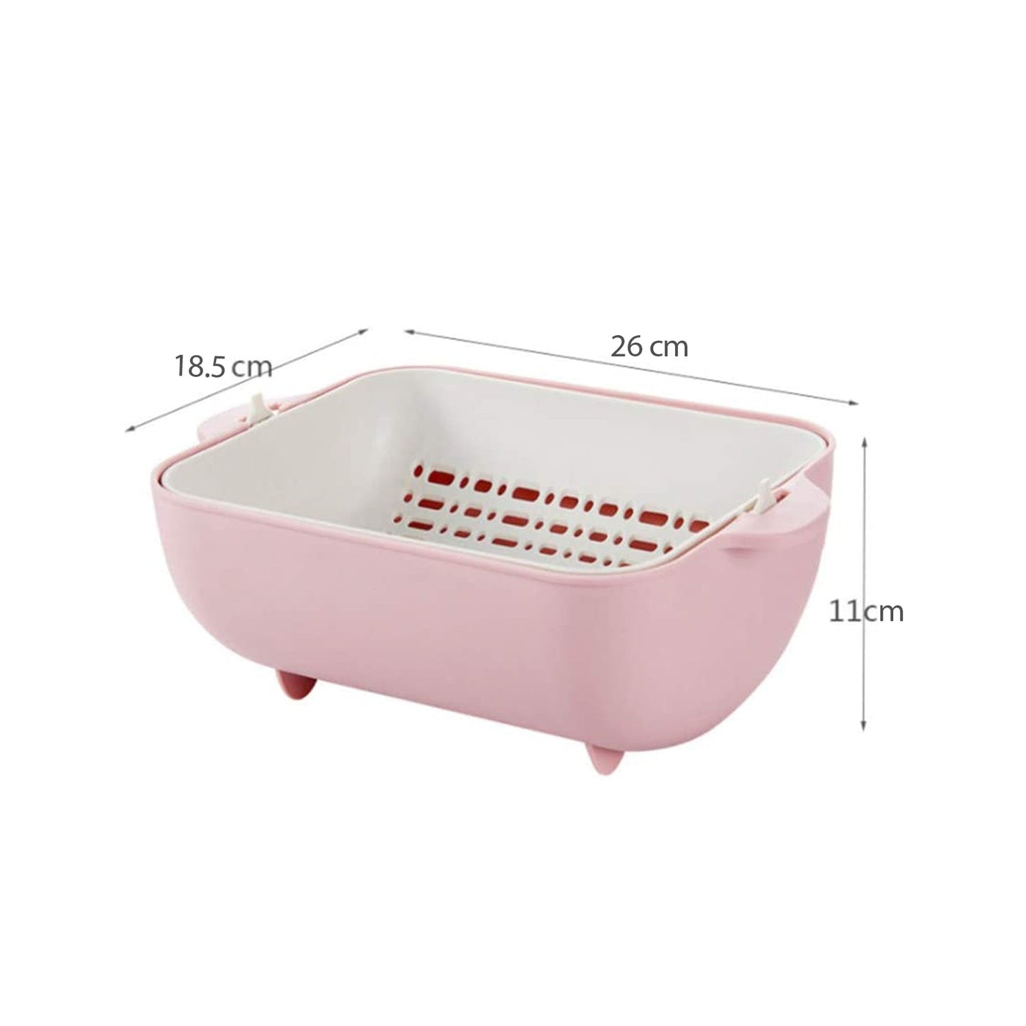 Multifunctional BPA Free Double Layered Plastic Rotatable Strainer Basket  (Multicolor)
