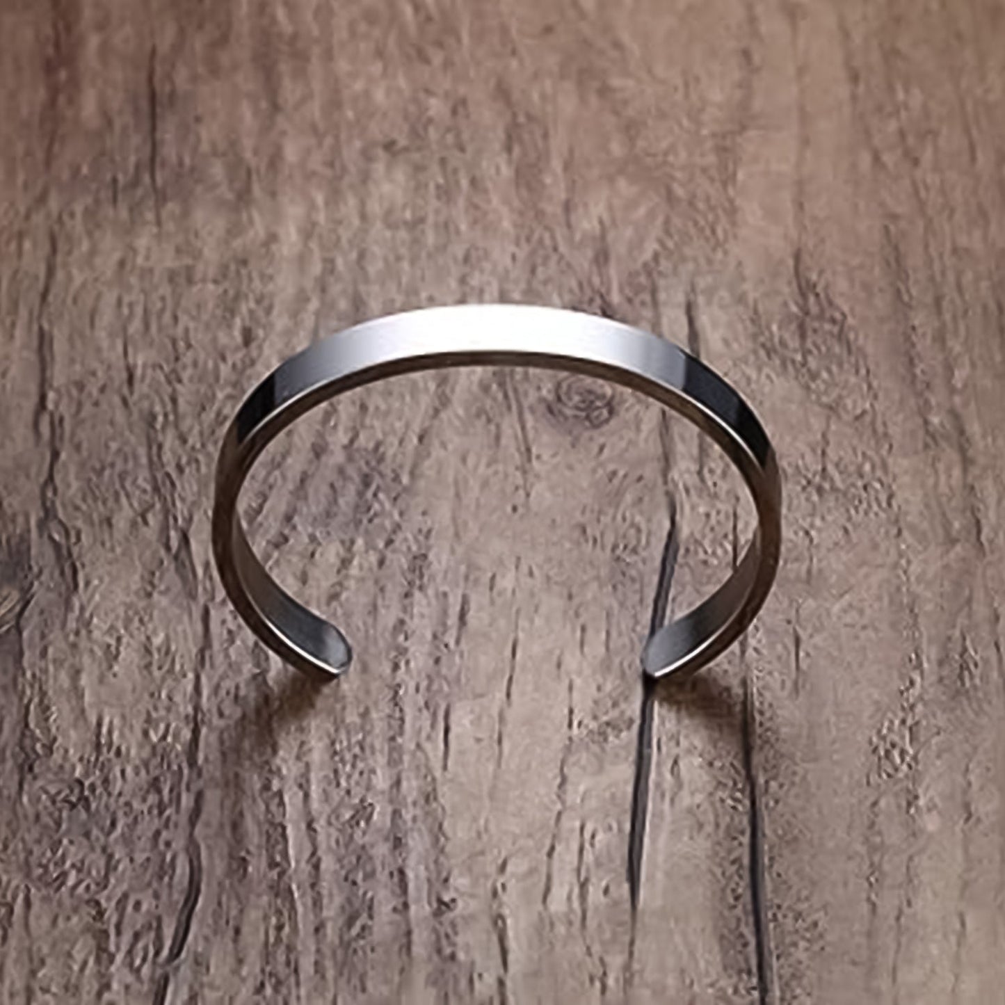 Minimalist Polished Open-Ended Silver-Tone Stainless Steel Kada (1 Pc)