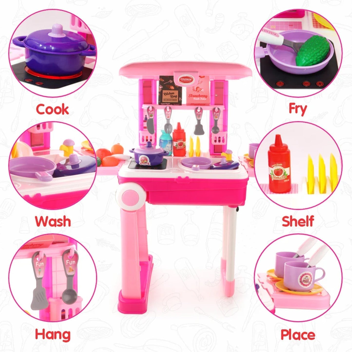 3-in-1 Kitchen Set for Kids with Suitcase â€“ Role Play Cooking Toy for Girls & Boys (3+)