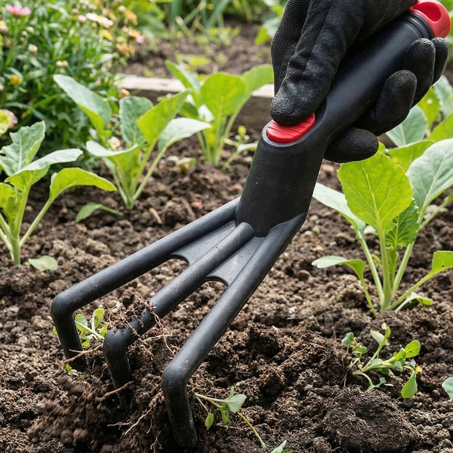 Hand Garden Cultivator Rake Plastic Gardening Tool (1 Pc, 27 Cm)