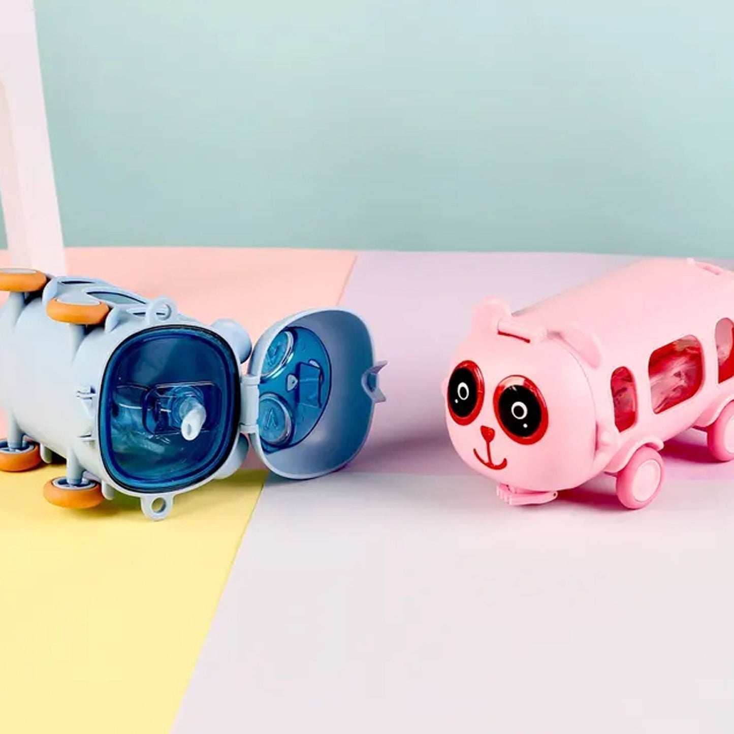 Bus Shape Water Bottle for Kids with Strap (500 ML Approx / Mix Color / 1 Pc)