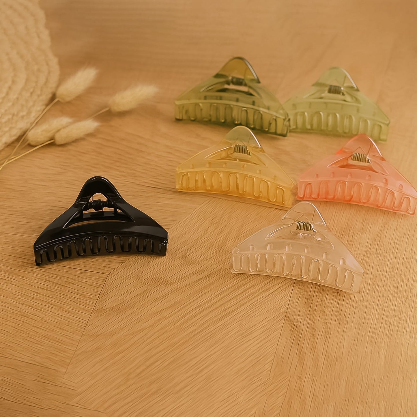 Triangle Shape Mix Color Plastic Hair Claw Clip â€“ 12 Pc Durable Grip for Women and Girls