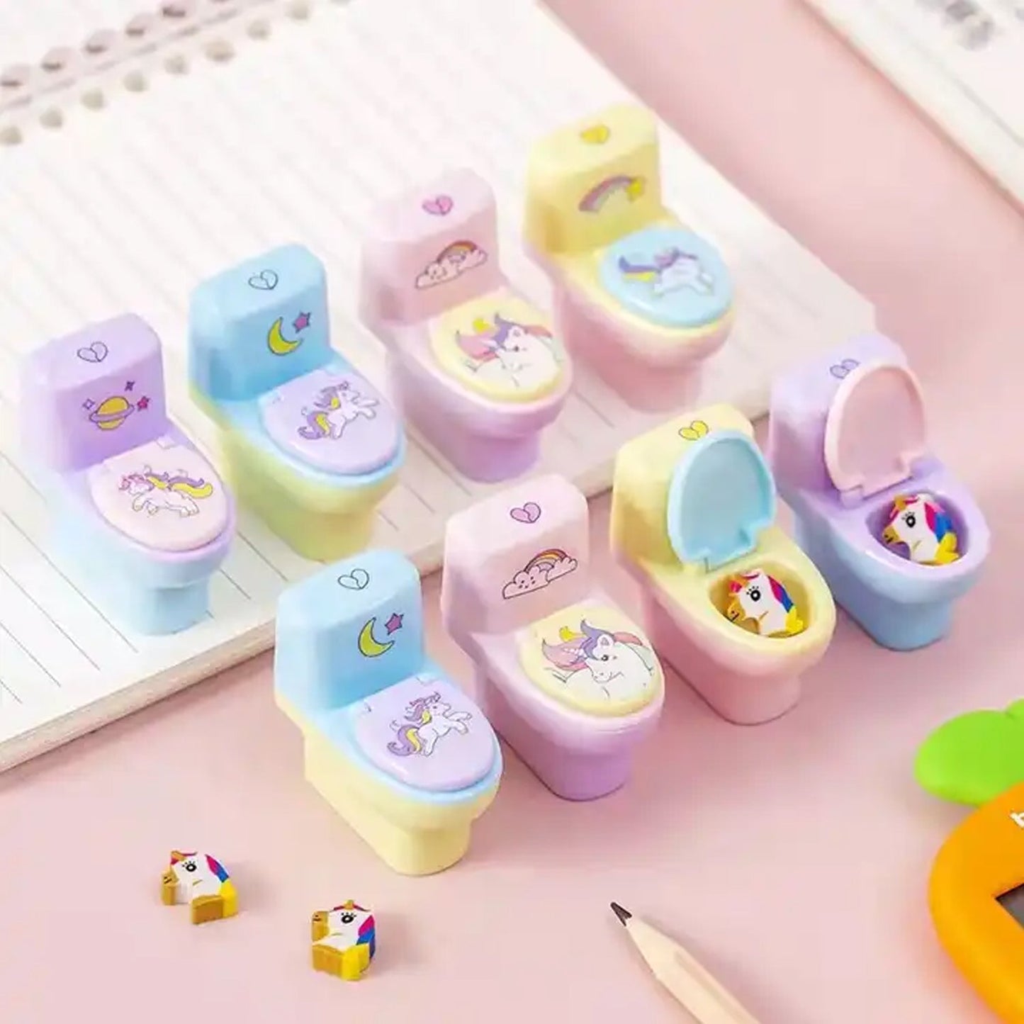Fun & Functional! Toilet Sharpener with Eraser (2 Pc Set)