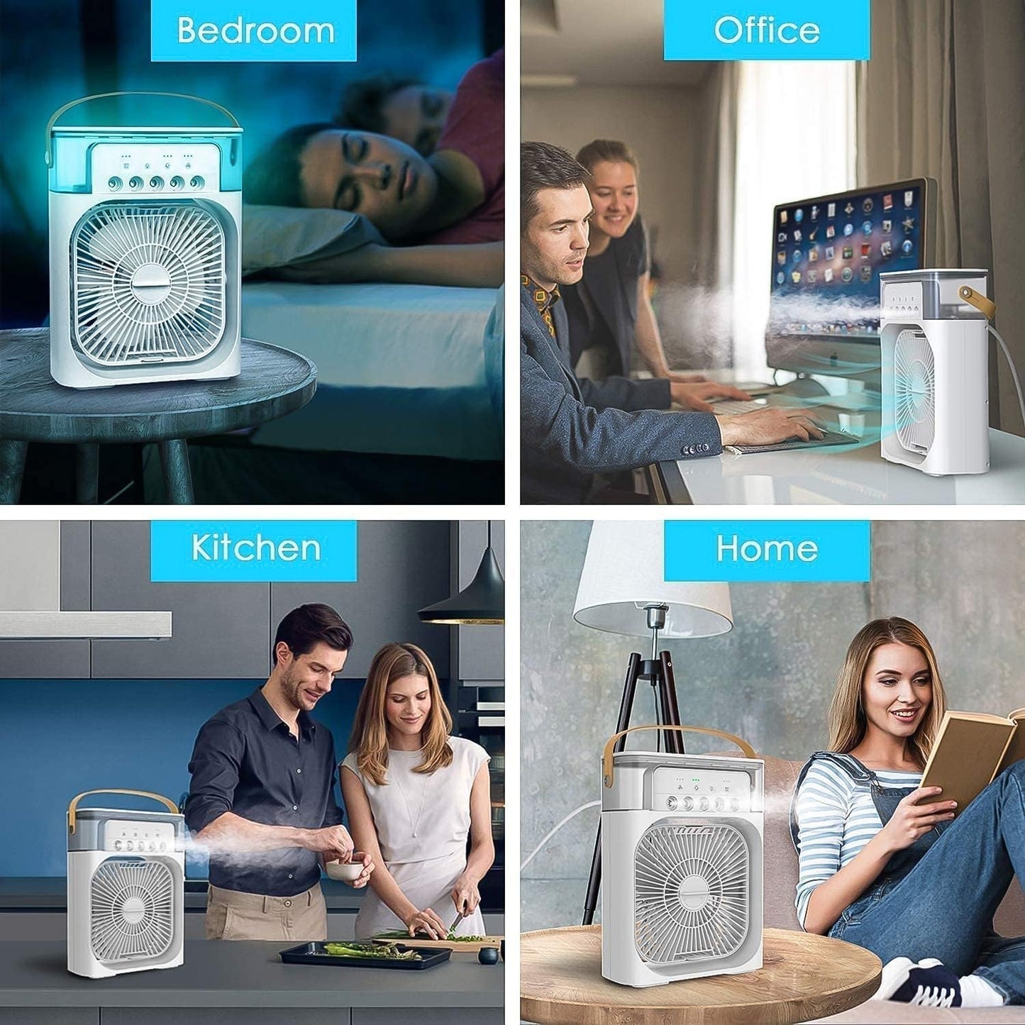 Portable Air Cooler Fan with 7-Color Light â€“ Personal AC Fan
