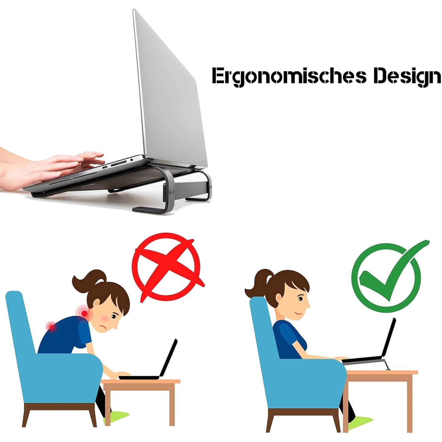 Fixed Metal Laptop Stand for Desk (25 × 26 cm)