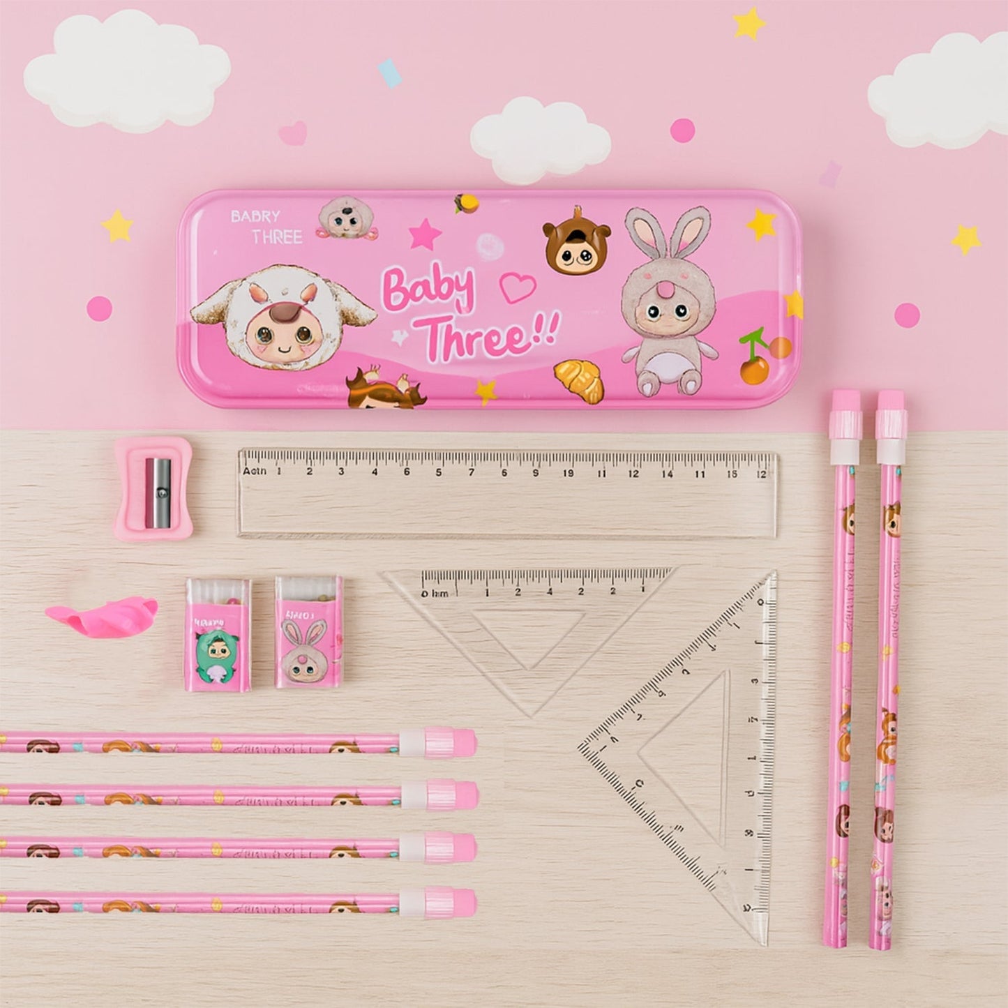 Cartoon Stationery Gift Set for Kids (14 Pc)