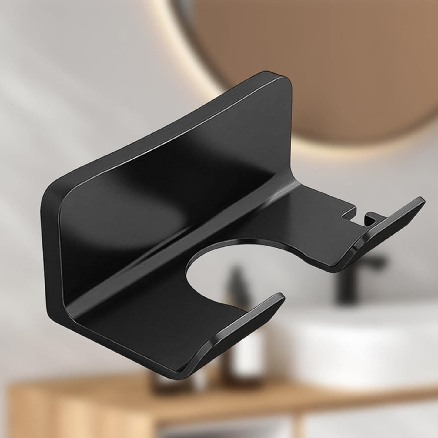 Hair Dryer Holder Wall Mounted Space Plastic Drill Blow Dryer Organizer Rack for Hair Tool Bedroom Bathroom
