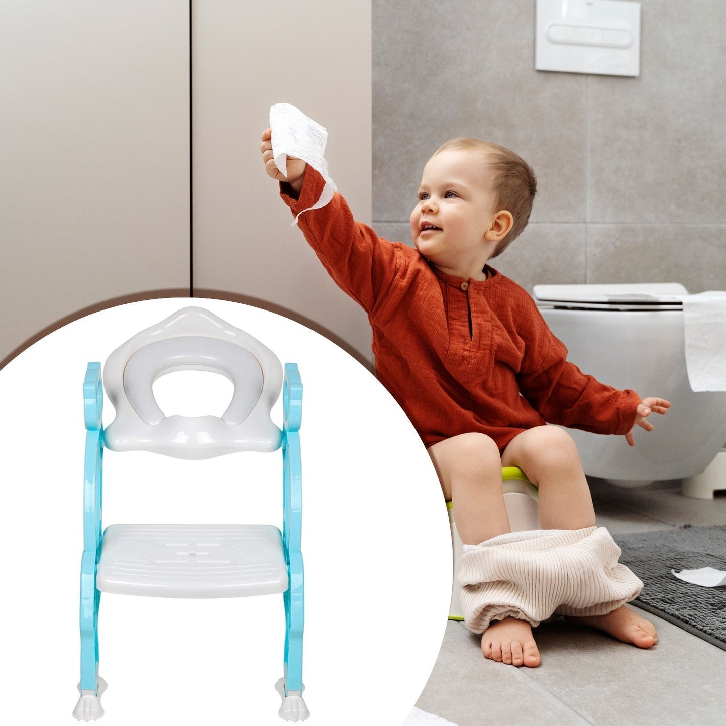 2 In 1 Potty Training Toilet Seat with Step Stool Ladder For Toddlers