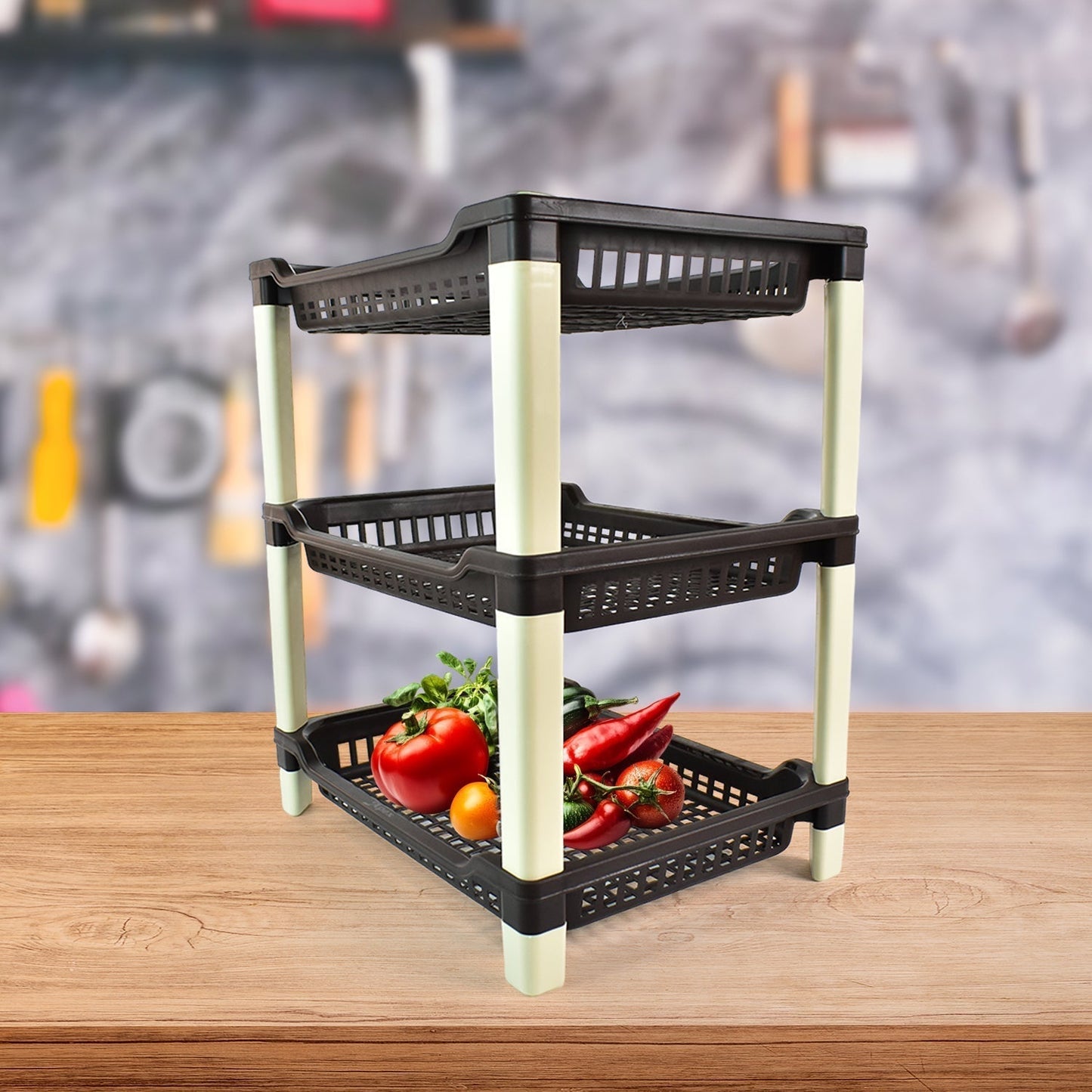 Apex Big Multi use Plastic Storage Rack â€“ 3-Tier (1 Pc)