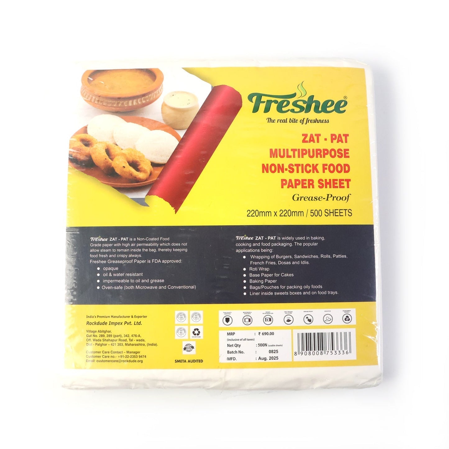 Zat-Pat Multipurpose Non-Stick Food Paper Sheets â€“ 220 Ã— 220 mm, 500 Sheets