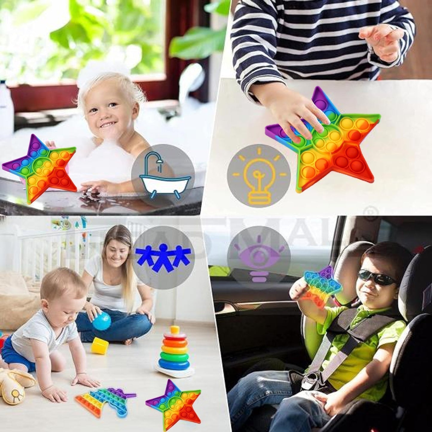 Push  Bubble Fidget Sensory Toy,Autism Special Needs Silicone Stress Relief Toy,Great Fidget Toy Sensory Toys Novelty Gifts for Girls Boys Kids Adults