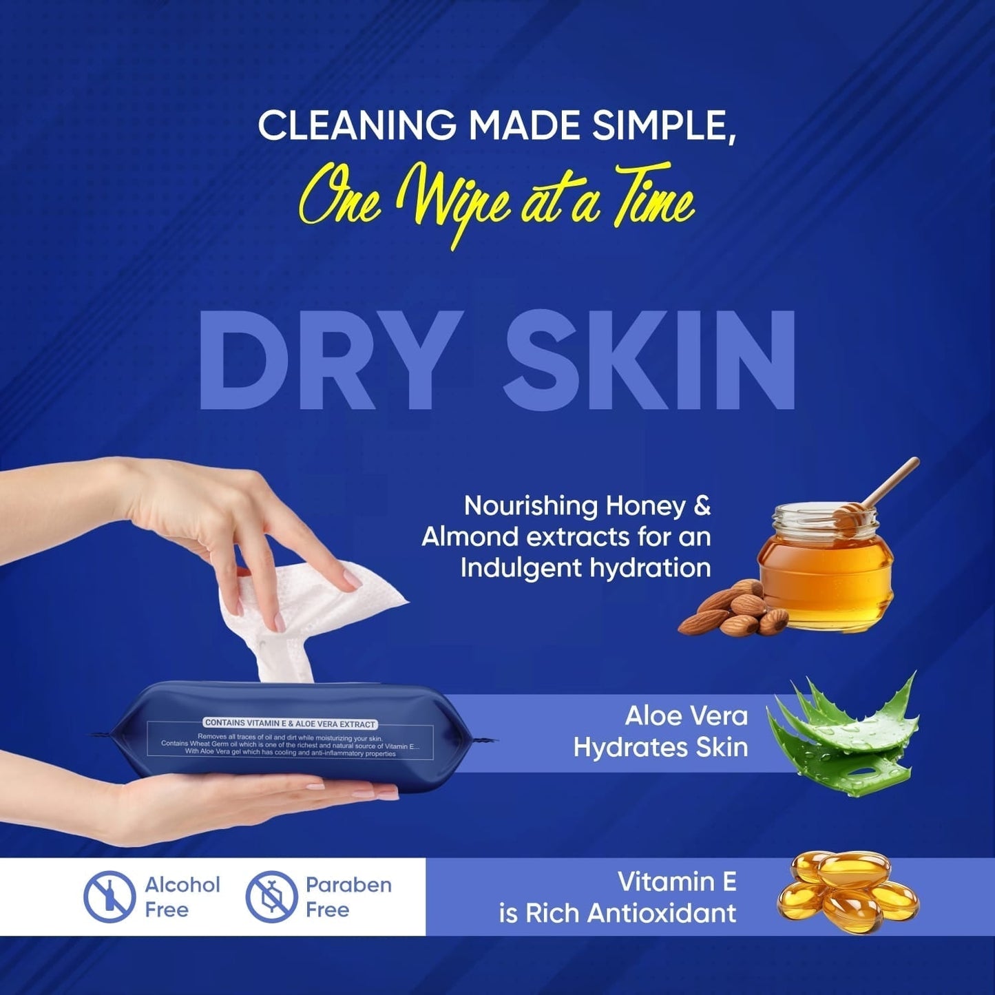 Beautiful Basics Dry, Oily, Sensitive & Normal Skin Face Wipes (4Pkt x 100 Pcs)