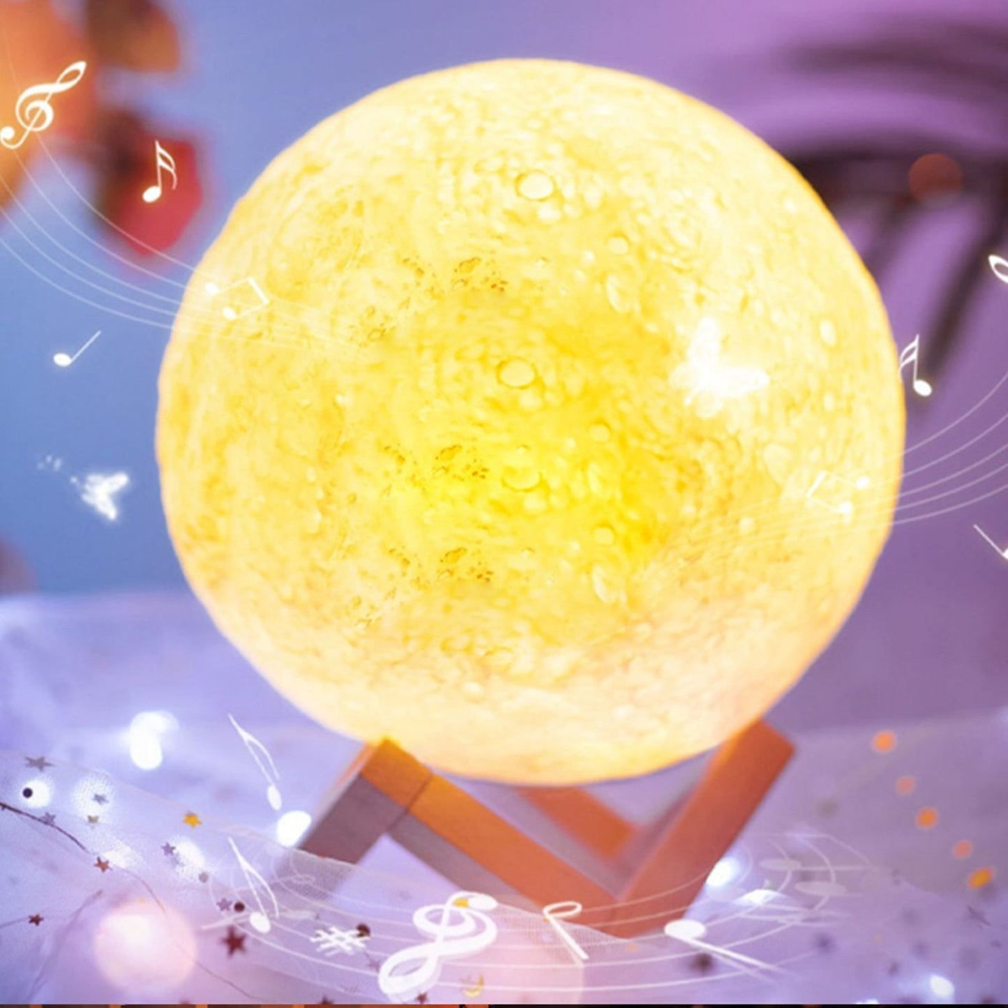 3D Moon Lamp with Color Changing Sensor Touch & Crystal Ball Stand