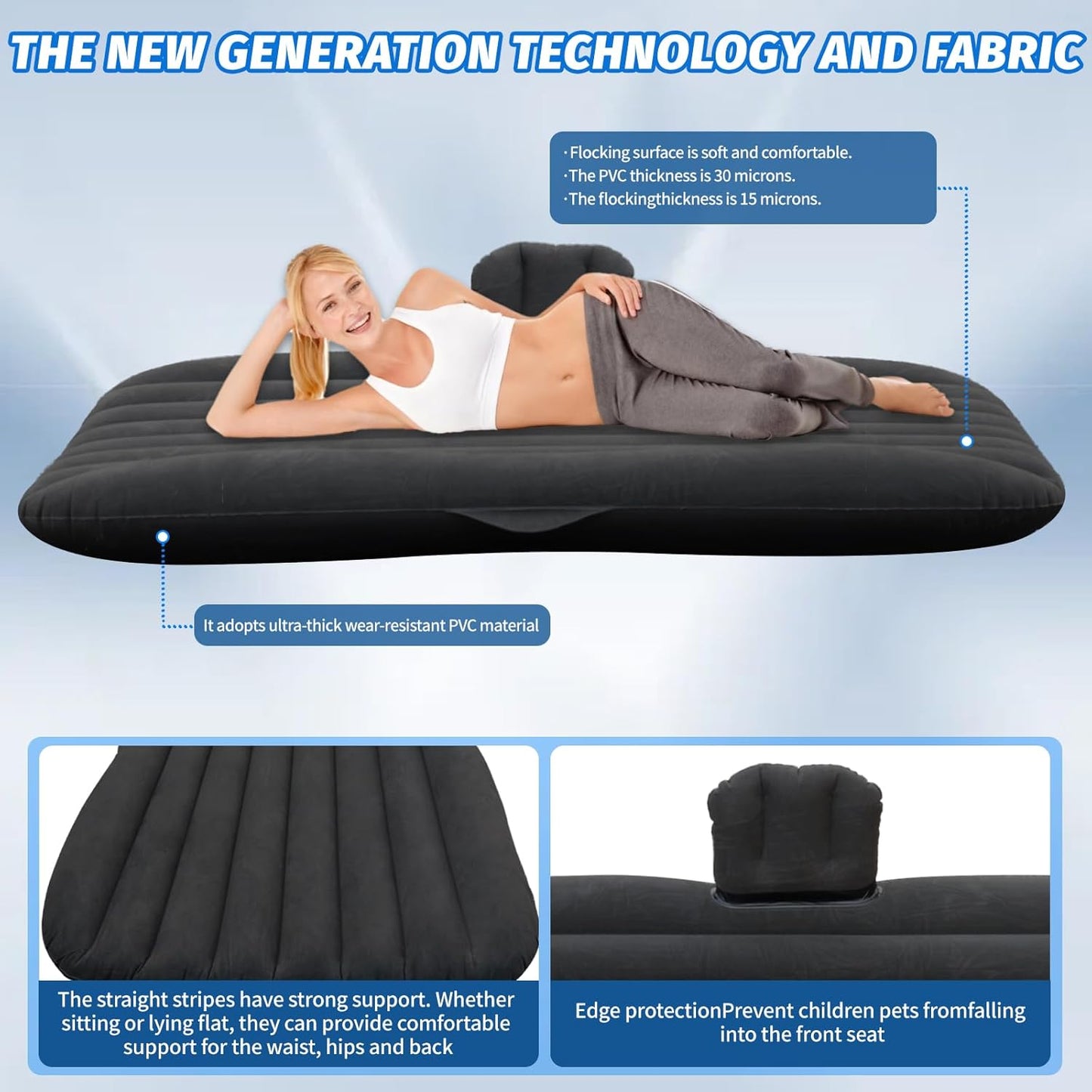 Inflatable Car Air Mattress Bed (132 Ã— 96 cm, 1 Set)
