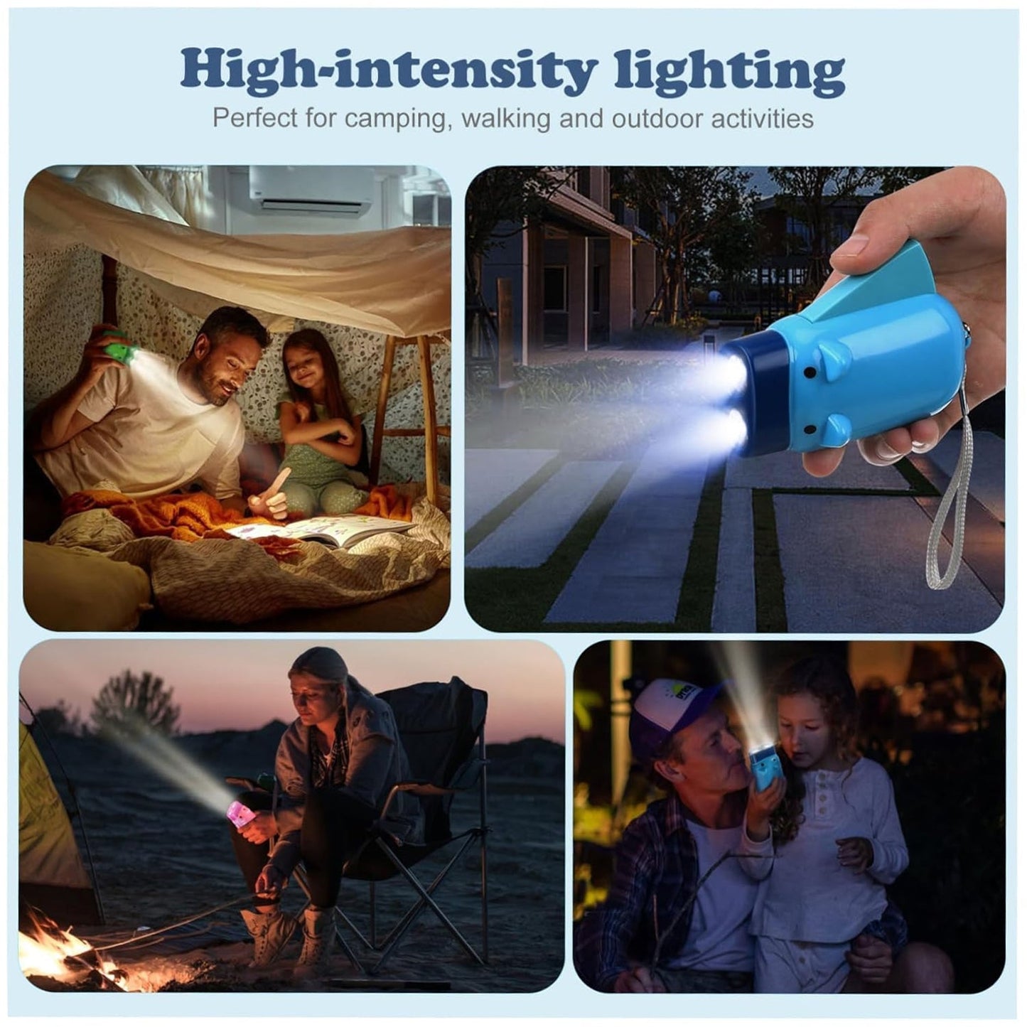 2-LED Hand Press Torch â€“ Battery-Free Hand Crank Flashlight