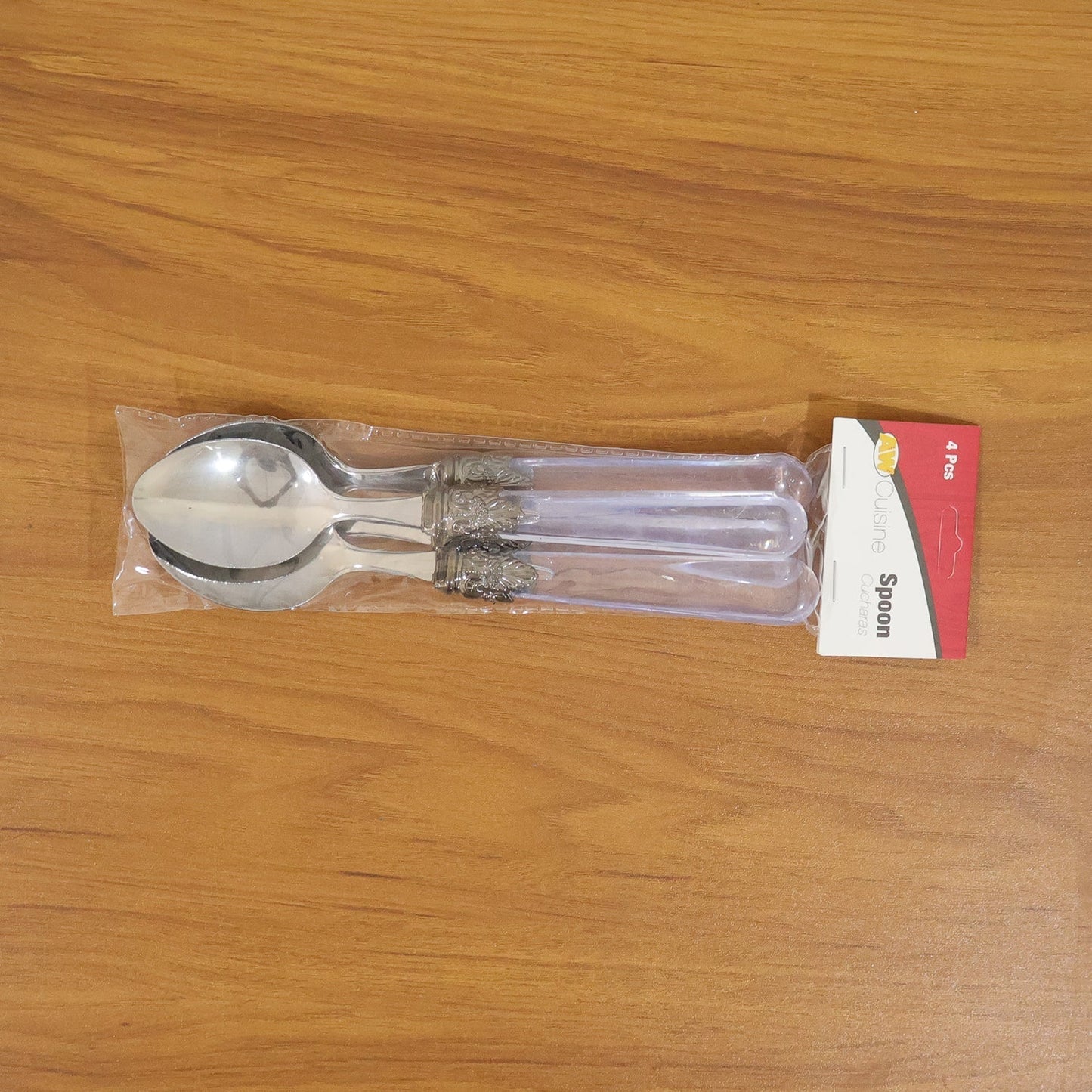 Premium Stainless Steel Dessert Spoon With Plastic Handle Set (4 Pc Set)