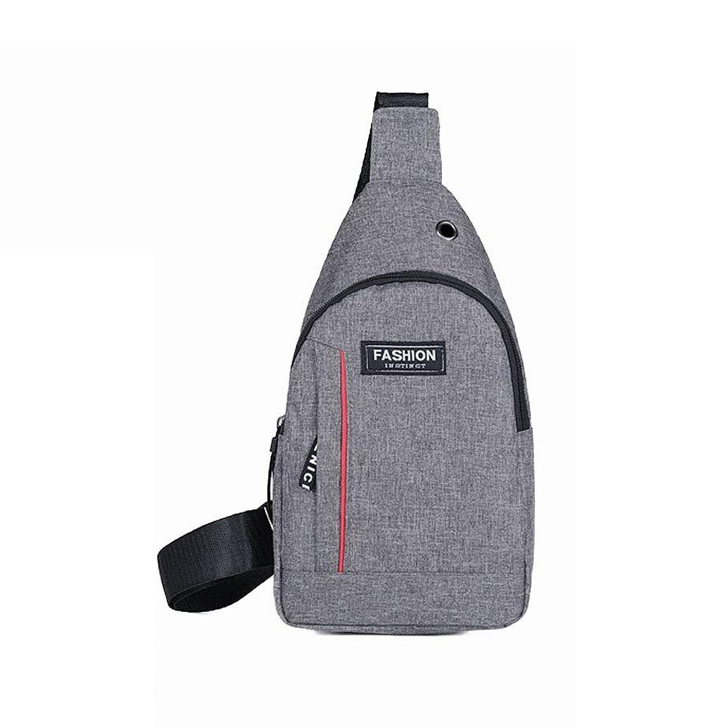 Waterproof Anti-Theft Crossbody Fanny Pack with USB Charging & Earphone Hook (Grey/Blue)