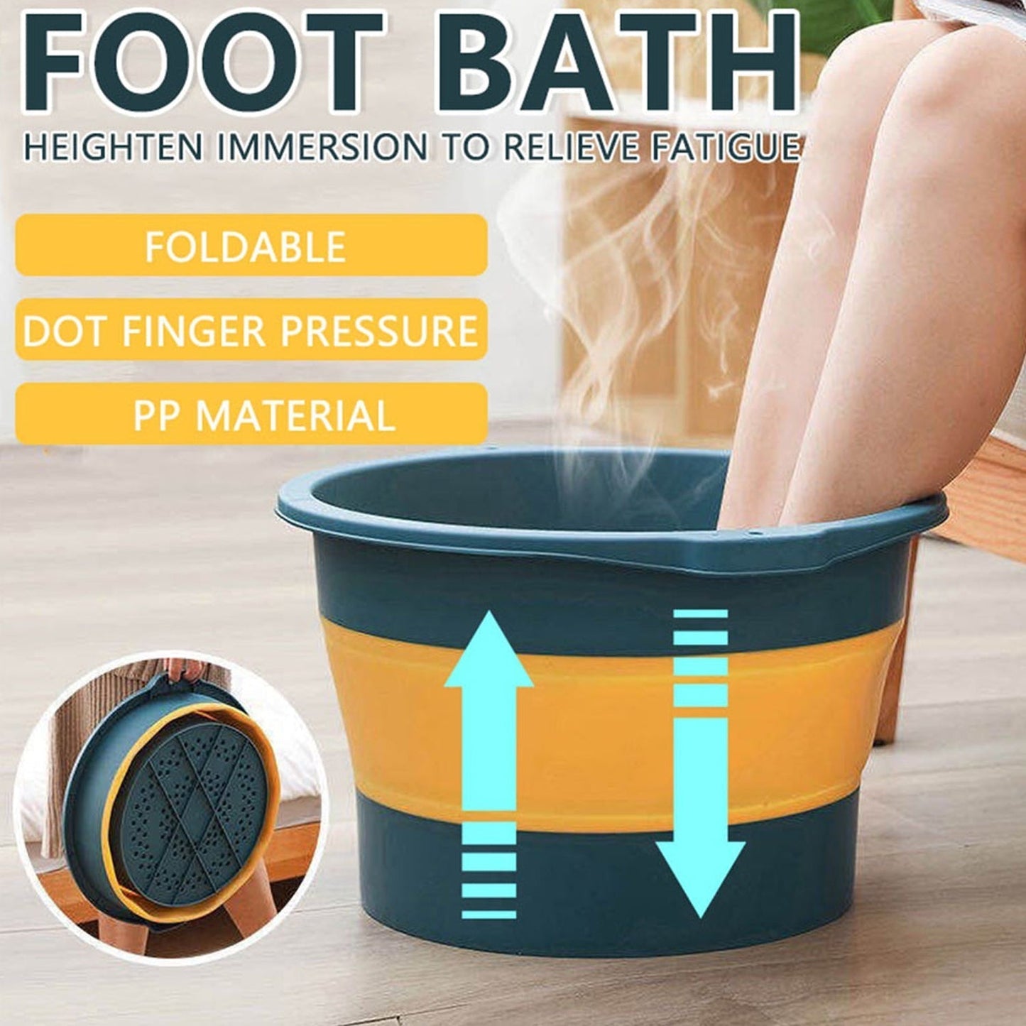 Multi-Purpose Portable Collapsible Folding Tub, with Hanging Hole & Save Storage Space, Also use for Foot Spa.