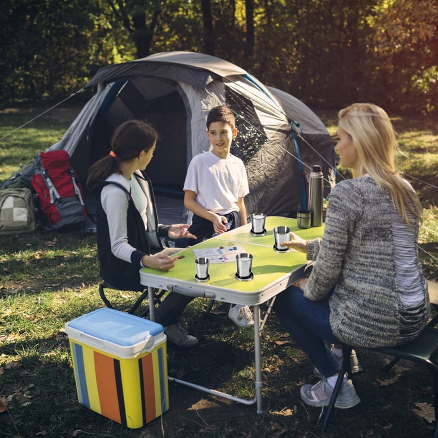 2 in 1 Camping Folding Cup with Keychain (1 Pc)