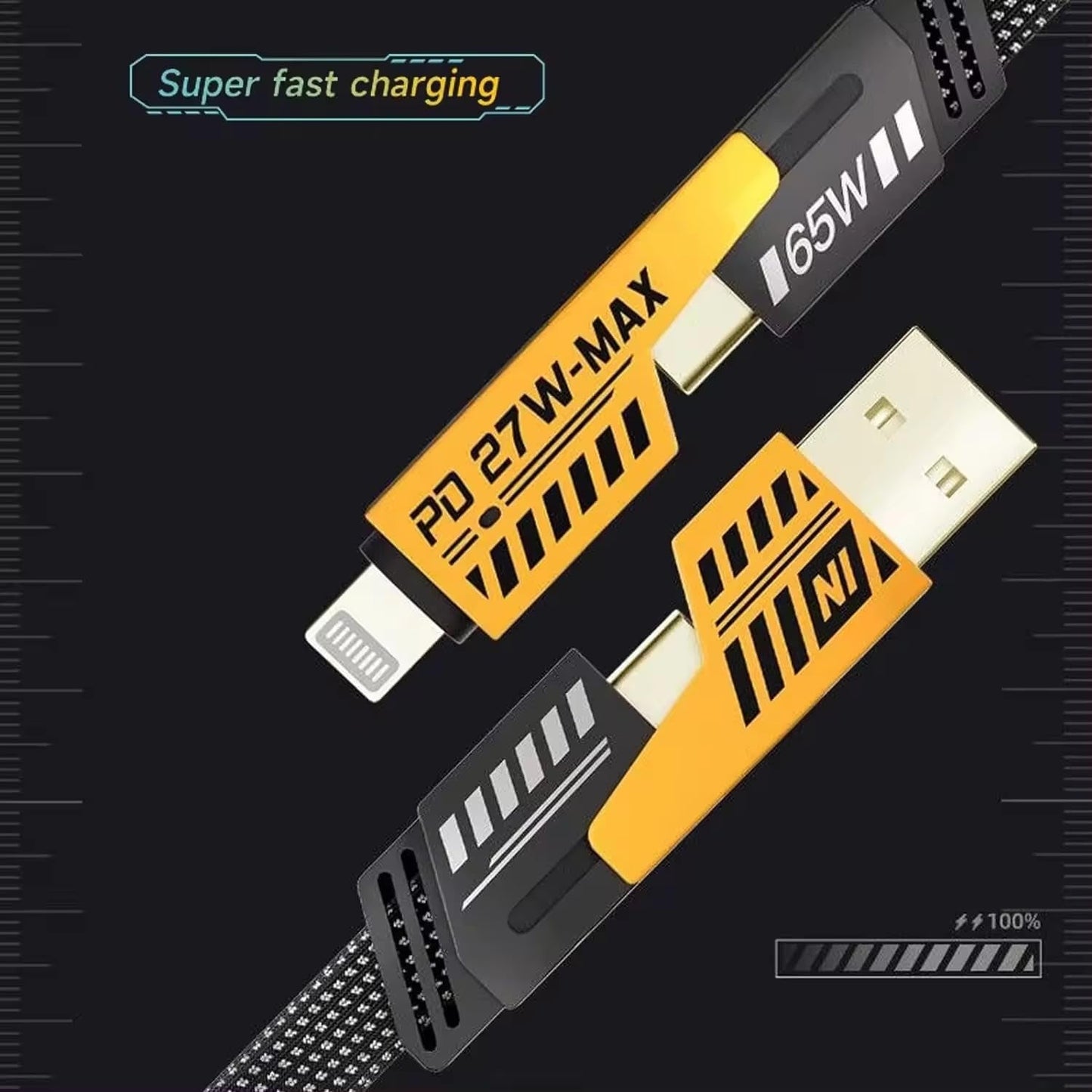 4 in 1 Fast Charging Cable With Multiport USB-C to Type C